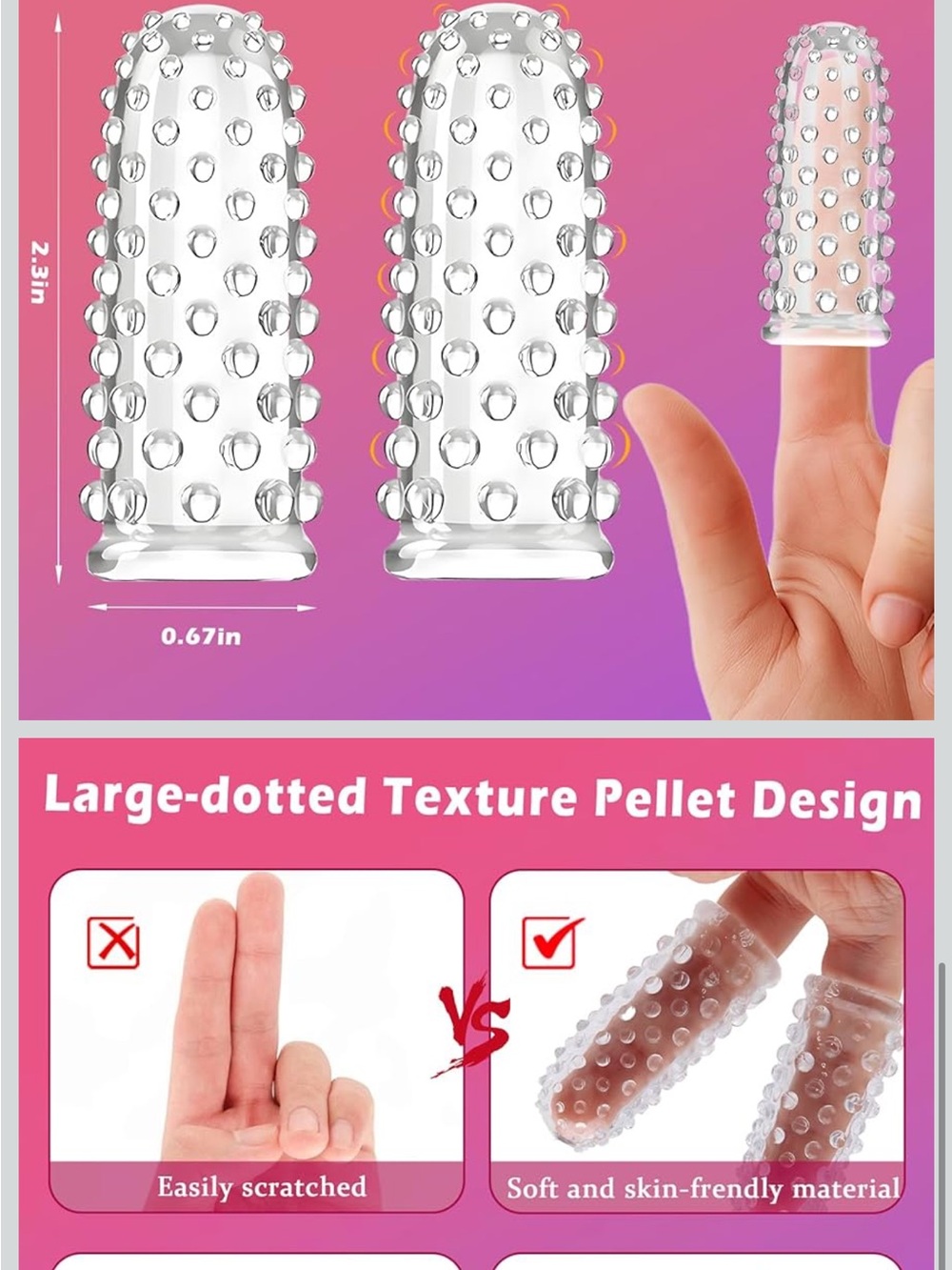 Clear Textured Silicone Finger Sleeve (Transparent)